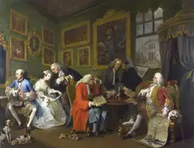 Hogarth, William: Manželství A la Mode č. 1 - manželská smlouva