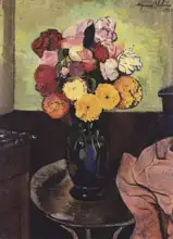 Valadon, Suzanne: Vase of flowers on a round table