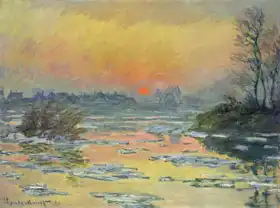 Monet, Claude: Západ slunce na zimní Seině