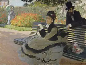 Monet, Claude: Madame Monet na lavičce