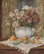 Renoir, Auguste: Zátiší s květinami a hruškami