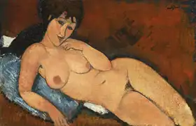 Modigliani, Amadeo: Nude on a blue cushion