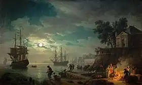 Vernet, Claude Joseph: Night: A Port in the Moonlight