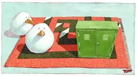 MacGregor, Thoma: Two Birds and telephone exchange box B07103 on warren fletcher maze rug