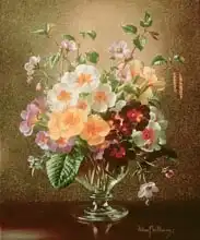 Williams, Albert: Primulas in a Glass Vase