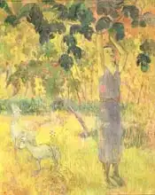 Gauguin, Paul: Man Picking Fruit from a Tree