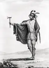 Francouzská škola (19. století): Indian of the Nation of Kaskaskia, from the atlas to Callot Voyage dans l Amerique Septentrionale