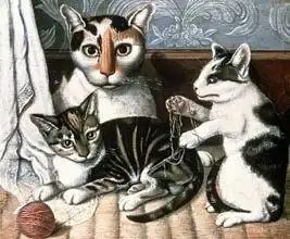 Americká škola (19. století): Cat and Kittens