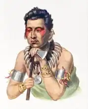 Americká škola (19. století): Young Ma-Has-Ka, Chief of the Iowas, illustration from The Indian Tribes of North America