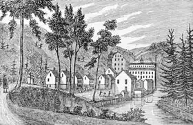 Americká škola (19. století): Cotton factory village, Glastenbury