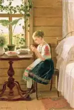 Bykovsky, Nikolai Mikhailovich: Girl Peeling Berries