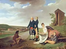 Boilly, Louis-Leopold: Christophe-Philippe Oberkampf and family in front of his factory at Jouy