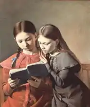 Hansen, Constantin: Artist Sisters Signe and Henriette Reading a Book