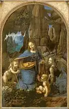 Vinci, Leonardo: Virgin of the Rocks (with the Infant St. John adoring the Infant Christ accompanied by an Angel)
