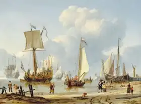 Storck, Abraham: Ships in Calm Water with Figures by the Shore