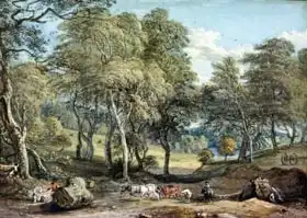 Sandby, Paul: Windsor Forest with Oxen Drawing Timber
