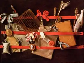 Hoogstraten, Samuel van: Trompe L Oeil of Objects Attached to a Letter Rack