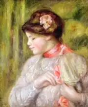 Renoir, Auguste: Young woman adjusting her blouse