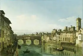 Bellotto, Bernardo: Arno in Florence with the Ponte Vecchio