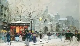 Galien-Laloue, Eugene: Snow Scene in Paris