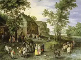 Brueghel, Jan (st.): Venkovská krajina (příprava na odjezd)