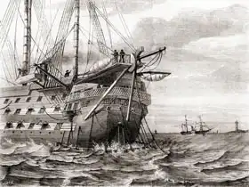 Francouzská škola (19. století): HMS Agamemnon laying the transatlantic telegraph cable, 2 August