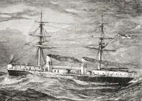 Anglická škola (19. století): HMS Inflexible, Invincible Class Battlecruiser of the British Royal Navy