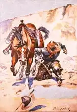 Wood, Stanley L.: Cowboy pursued by Indians.