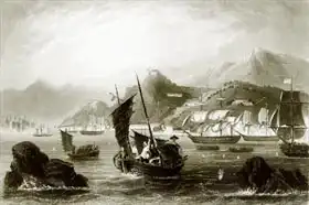 Anglická škola (19. století): Island of Amoy, from Payne Universum