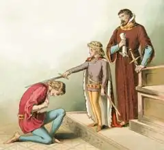 Anglická škola (19. století): Prince Edward (later known as the Black Prince creating knighthoods at the age of six)