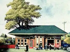 Poulin, Stephane: Train Station, Autumn, from The Four Seasons in Quebec