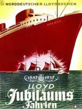 Neznámý: Lloyd Anniversary Cruises 1857-1937, poster advertising the North German Lloyd Line