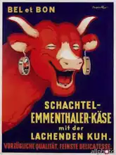 Rabier, Benjamin: Bel et Bon: Schachtel-Emmenthaler-Kase mit der Lachenden Kuh, poster advertising cheese
