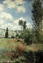 Monet, Claude: Cesta kvetoucím pole poblíž Ile Saint-Martin ve Vetheuil