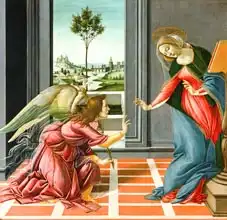 Botticelli, Sandro: Annunciation (tempera) on panel