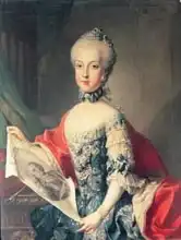 Mytens or Meytens, Martin II: Archduchess Maria Carolina (1752-1814), thirteenth child of Maria Theresa of Austria (1717-80), wife of Ferdinand I (1751-1825) King of the Two Sicilies, holding a portrait of her father Emperor F