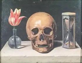 Champaigne, Philippe de: Vanitas Still Life with a Tulip, Skull and Hour-Glass