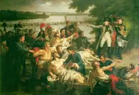 Meynier, Charles: Return of Napoleon (1769-1821) to the Island of Lobau after the Battle of Essling