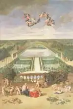 Cotelle, Jean (ml.): View of the Orangerie at Versailles, from the Piece d Eau des Suisses and the King Vegetable Garden with Vertumnus and