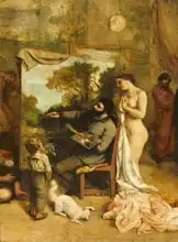 Courbet, Gustave: Artist Studio, a Real Allegory, detail of the painter and his model