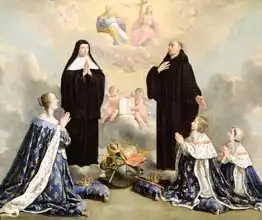 Champaigne, Philippe de: Anne of Austria (1601-66) and her Children at Prayer with St. Benedict and St. Scholastica