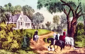 Americká škola (19. století): Summer in the Country, published by Nathaniel Currier (1813-88) and James Merritt Ives 1813-88 and James Merritt Ives (1