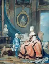 Tour, Maurice Quentin de la: Portrait of Marie-Josephe de Saxe (1731-67) Dauphine of France and her son Louis Joseph Xavier de France (1751-61) Duke