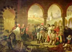 Gros, Antoine-Jean: Napoleon Bonaparte (1769-1821) visiting the plague stricken of Jaffa