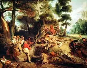 Delacroix, Eugene: Wild Boar Hunt, after a painting by Rubens