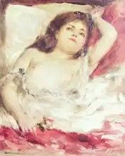 Renoir, Auguste: Semi-Nude Woman in Bed: The Rose