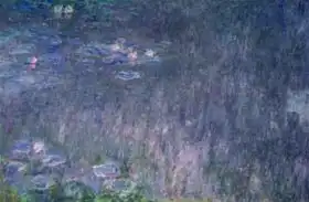 Monet, Claude: Waterlilies: Reflections of Trees, detail from the left hand side
