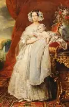 Winterhalter, X. Franz: Helene-Louise de Mecklembourg-Schwerin, Duchess of Orleans (1814-58) with his son Count of Paris 1814-58 with his son Co