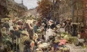 Lhermitte, Léon Augustin: Les Halles, study for a painting for the Salon des Lettres at the Hotel de Ville, Paris
