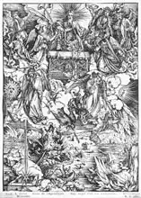 Dürer, Albrecht: Scene from the Apocalypse, The Opening of the Seventh Seal, The Seven Angels with the trumpets, Latin edition